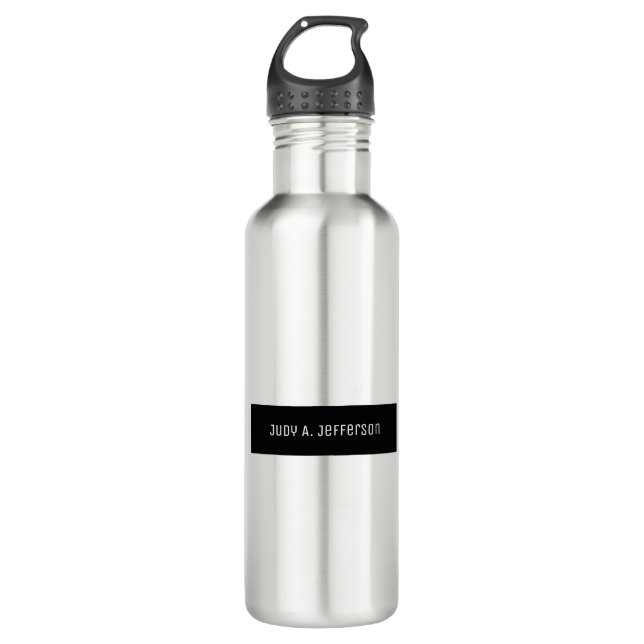 Plain Classical Minimalist Black & White Elegant 710 Ml Water Bottle (Front)