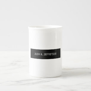 Plain Classical Minimalist Black & White Elegant Bone China Mug