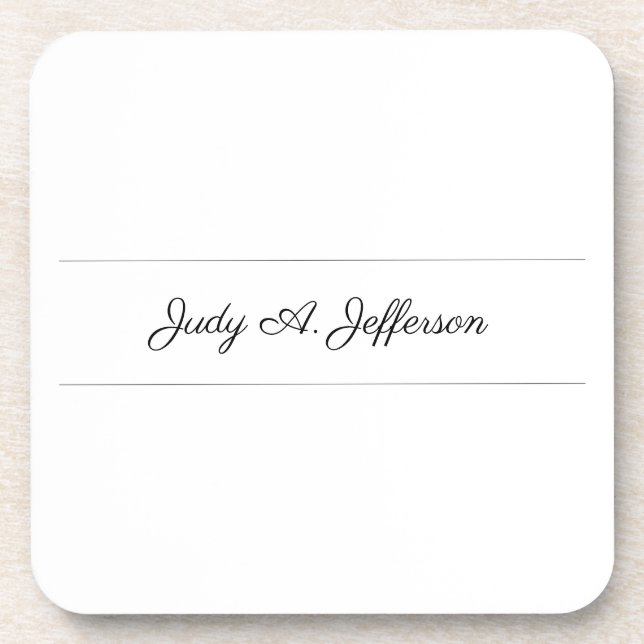 Plain Classical Minimalist Parisienne Calligraphy Coaster (Front)