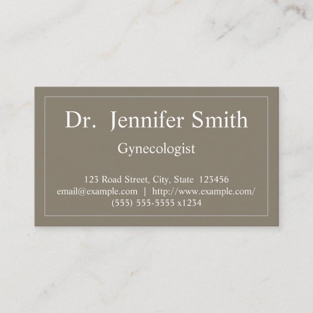 Plain & Classy Gynaecologist Business Card (Front)