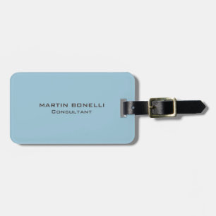 Plain Clean Blue Minimalist Modern Cute Luggage Tag