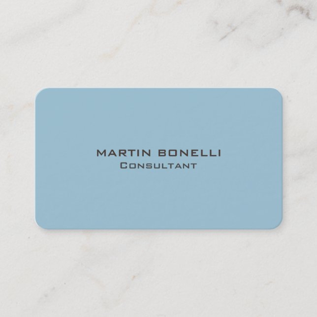 Plain Clean Blue Rounded Corner Business Card (Front)