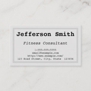 Plain & Clean Fitness Consultant Business Card