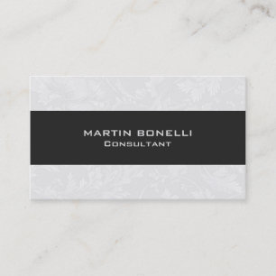 Plain Clean Floral Damask Grey Stripe Business Card