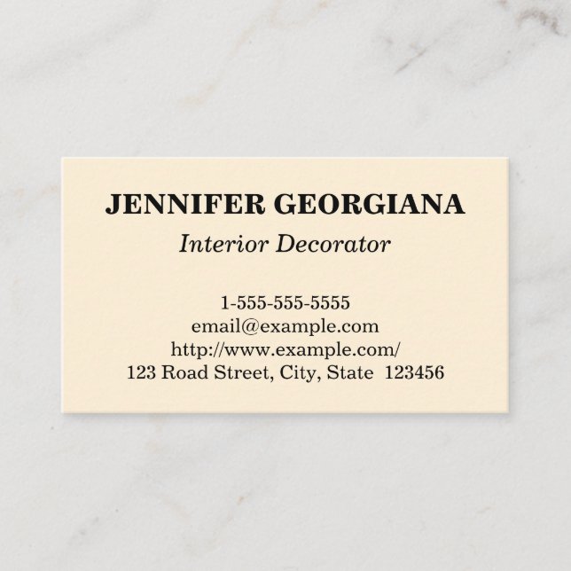 Plain & Clean Interior Decorator Business Card (Front)