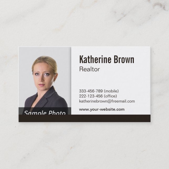 Plain Clean Minimalist Simple Photo Business Card (Front)