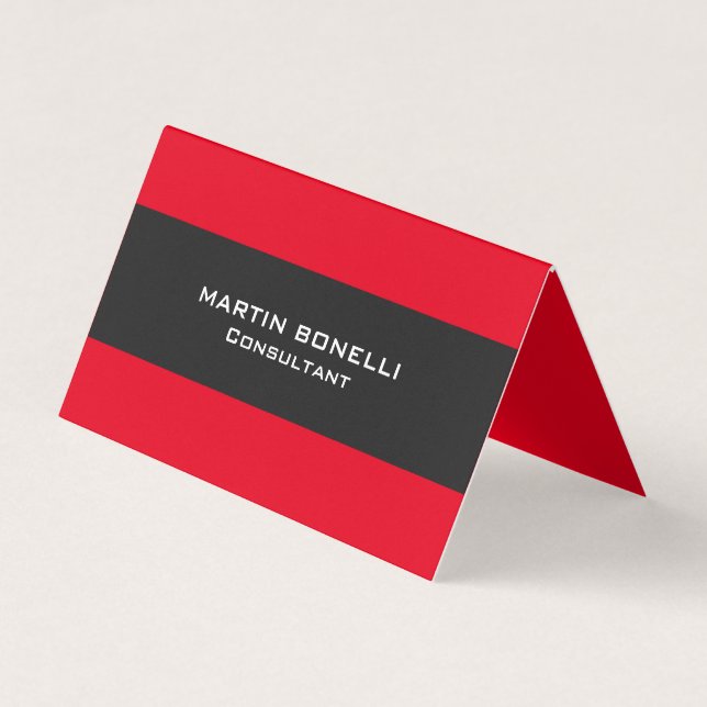 Plain Clean Red Grey Stripe Standard Business Card (Front)