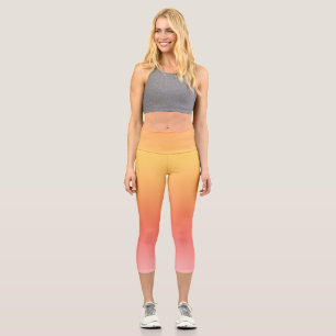 Plain colors - Yellow to Misty Pink ombre Capri Leggings