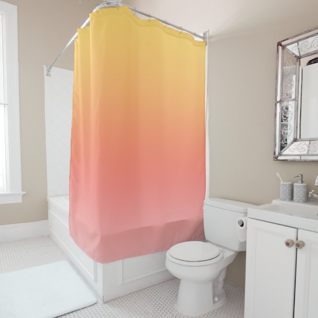 Plain colors - Yellow to Misty Pink ombre Shower Curtain (In Situ)