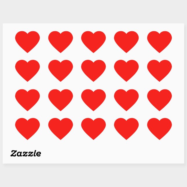 Plain colour bright red candy heart sticker (Sheet)