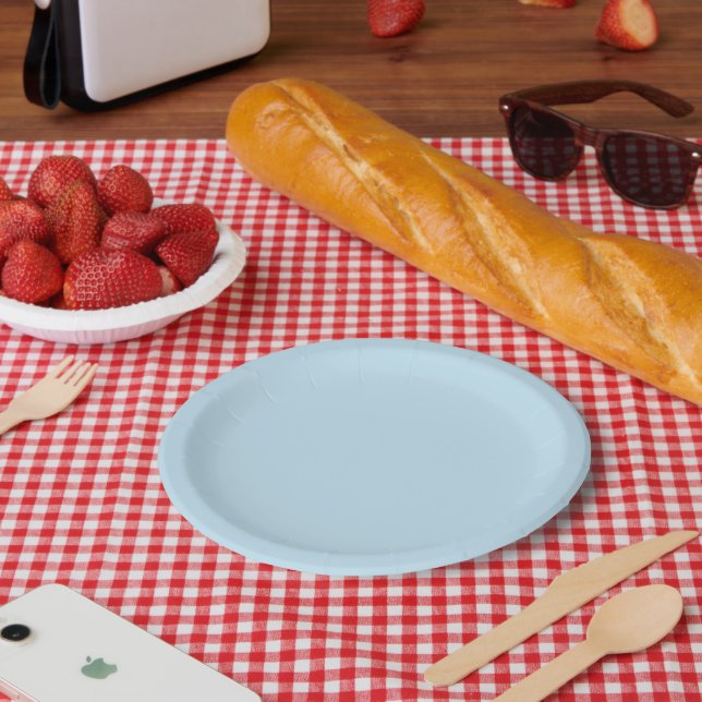 Plain colour solid cloudy light blue paper plate (Picnic)