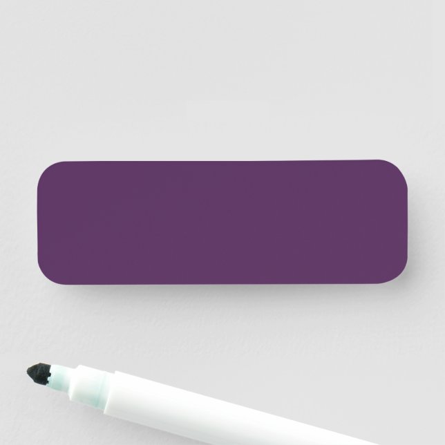 Plain colour solid midnight dark purple name tag (In Situ)