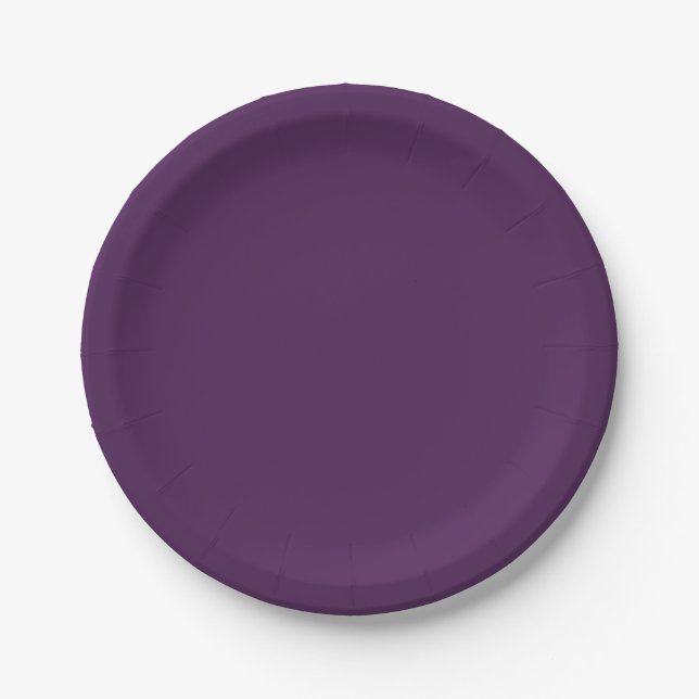 Plain colour solid midnight dark purple paper plate (Front)