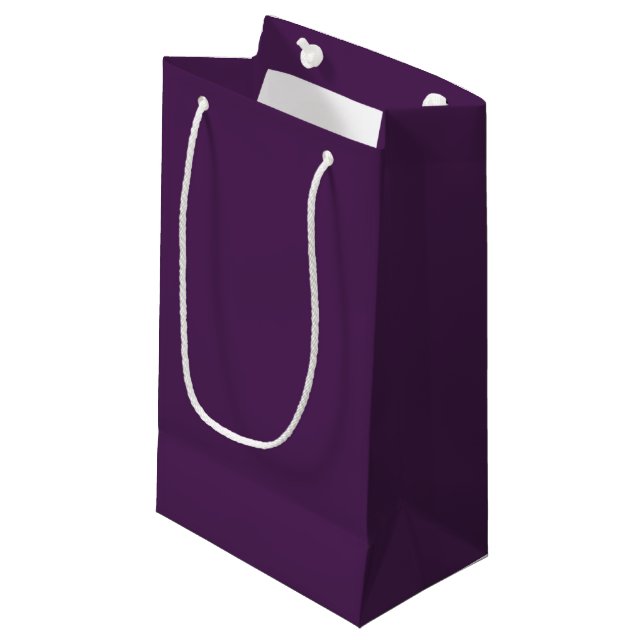 Plain colour solid midnight dark purple small gift bag (Front Angled)