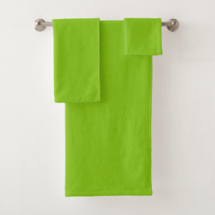 Plain colour solid parrot bright lime green bath towel set