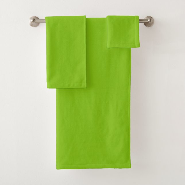 Plain colour solid parrot bright lime green bath towel set (Insitu)