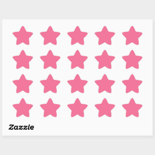Plain colour solid rosy watermelon pink star sticker