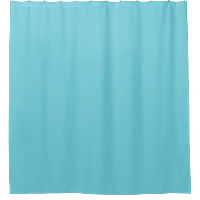Plain colour waterfall aqua blue shower curtain (Front)