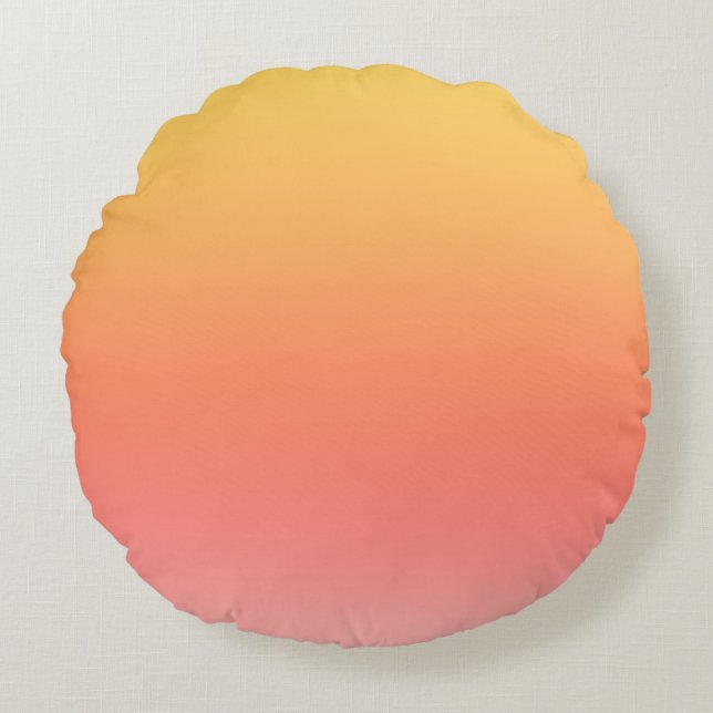 Plain colours - Yellow to Misty Pink ombre Round Cushion (Front)