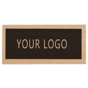 Plain Company Business Only Logo Branded  Wood USB Flash Drive
