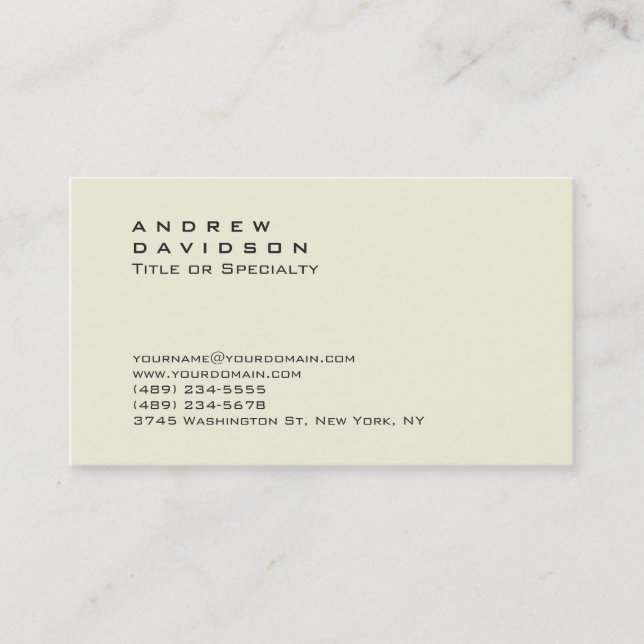 Plain Contemporary Beige Stylish Business Card (Front)