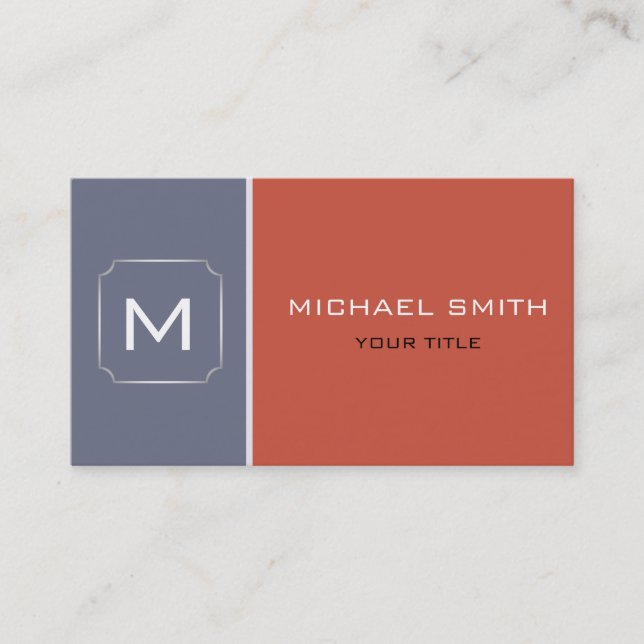 Plain Coral & Grey Elegant Professional Modern Business Card (Front)
