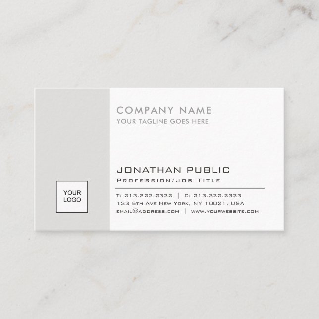 Plain Corporate Modern Professional Elegant Logo Business Card (Front)