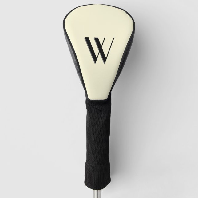 Plain Cream Initial Golf Head Cover (Front)