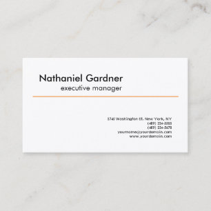 Plain Creative Modern Minimalist Orange White Business Card