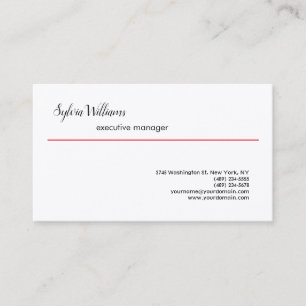 Plain Creative Modern Minimalist Red White Business Card
