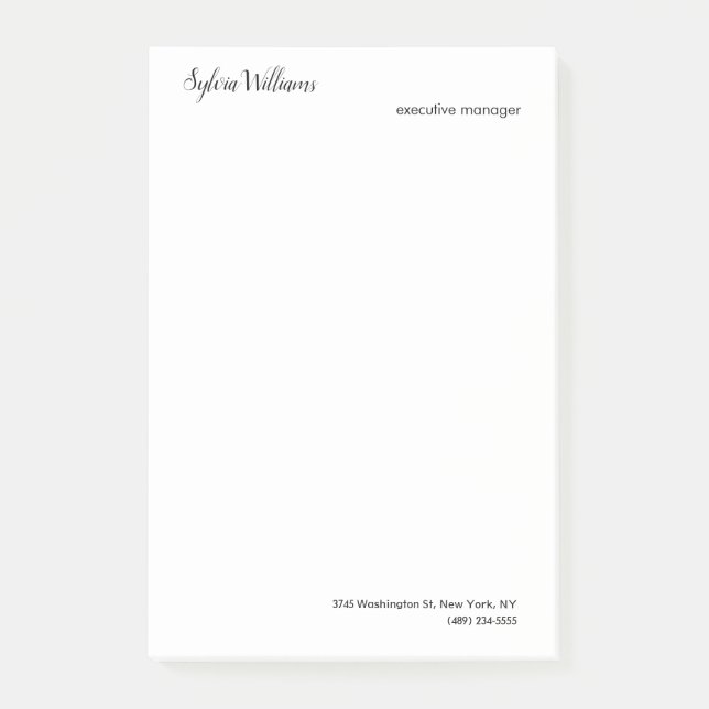 Plain Creative Modern Minimalist Your Name Details Post-it Notes (Front)