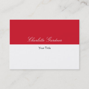 Plain creative stylish unique modern red white business card