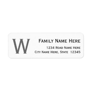 Plain, Custom Initial Letter Return Address Label