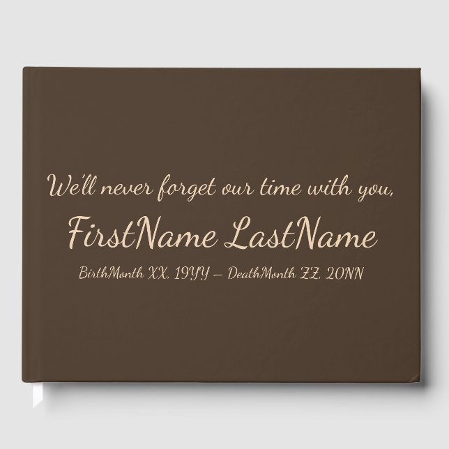 Plain & Customised Wake Service Guestbook (Front)