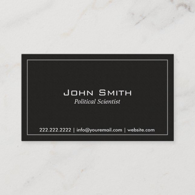 Plain Dark Political Scientist Business Card (Front)