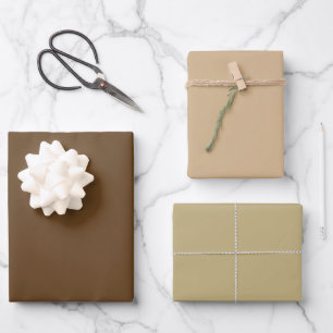 Plain Dark Tan Ecru Brown Shades 3 Tones Wrapping Paper Sheet