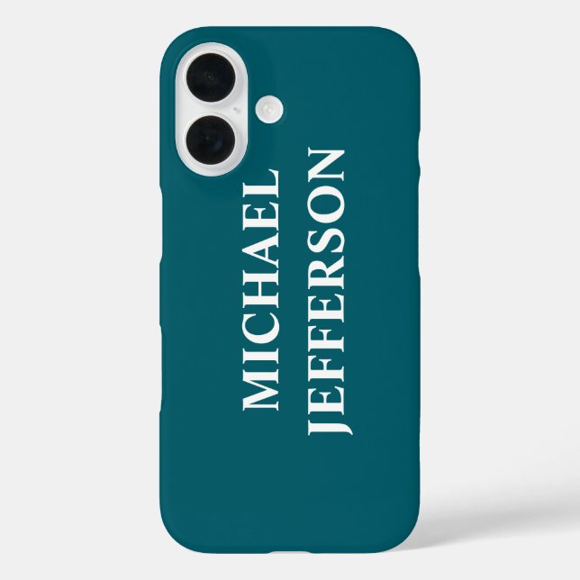 Plain Dark Teal Colour Personalised Custom Name Case-Mate iPhone Case (Back)