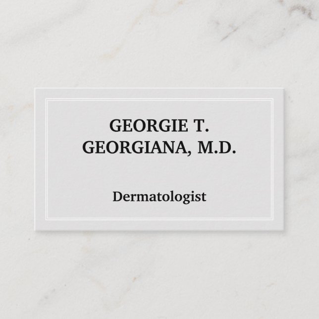 Plain Dermatologist Business Card (Front)
