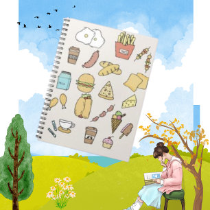Plain Doodle Minimalist Food Variety Notebook