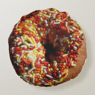 Plain doughnut with sprinkles round cushion