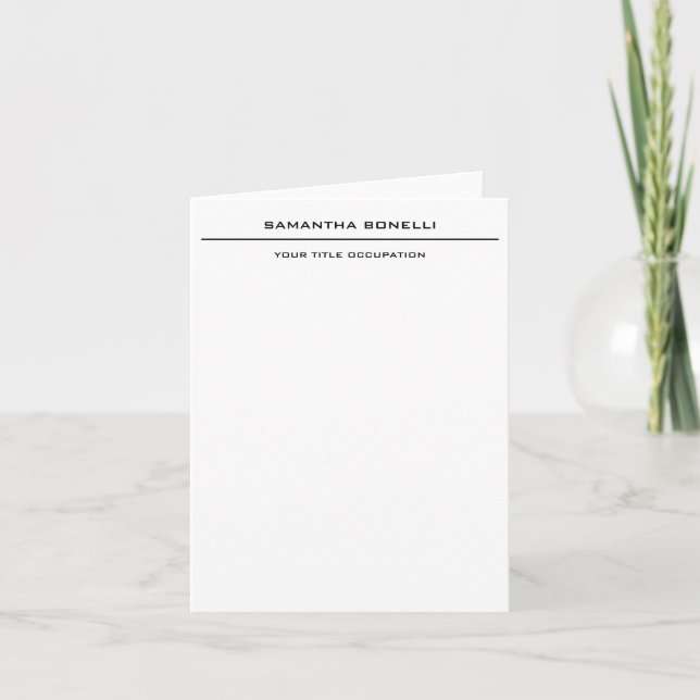 Plain Elegant Attractive Minimalist Note Card (Front)
