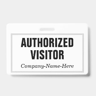 Plain, Elegant "AUTHORIZED VISITOR" Badge ID Badge