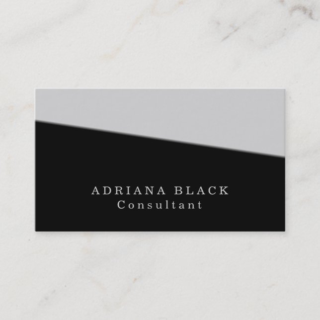 Plain Elegant Black Light Grey Professional Modern Business Card (Front)