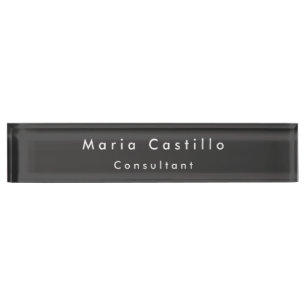 Plain Elegant Black Minimalist Modern Nameplate