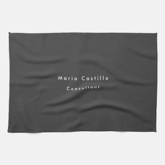 Plain Elegant Black Minimalist Modern Tea Towel (Horizontal)