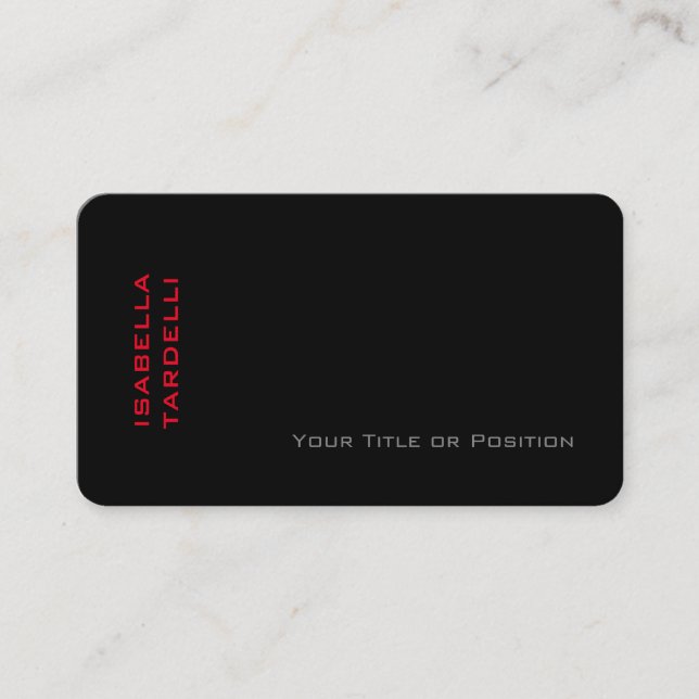Plain Elegant Black Red Minimalist Premium Silk Business Card (Front)