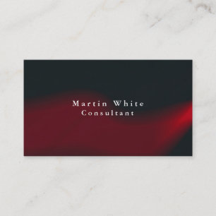 Plain Elegant Black Red Waves Professional Modern Business Card