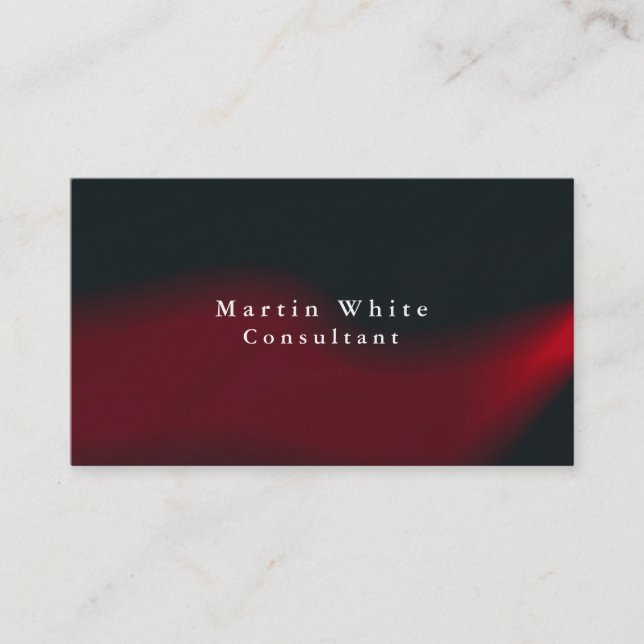 Plain Elegant Black Red Waves Professional Modern Business Card (Front)