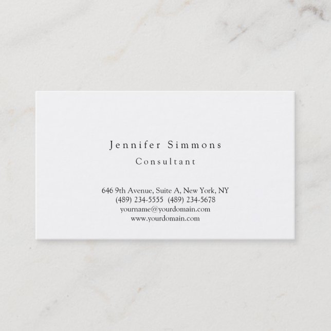 Plain Elegant Black White Modern Business Card (Front)