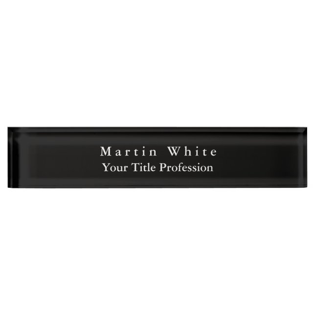 Plain Elegant Black White Professional Modern Nameplate (Front)
